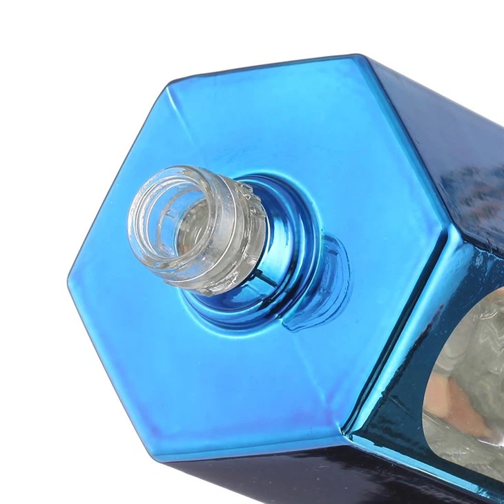 Vintage Blue Glass Liquor Bottle