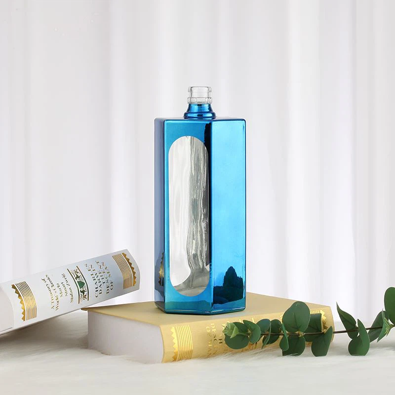 Vintage Blue Glass Liquor Bottle