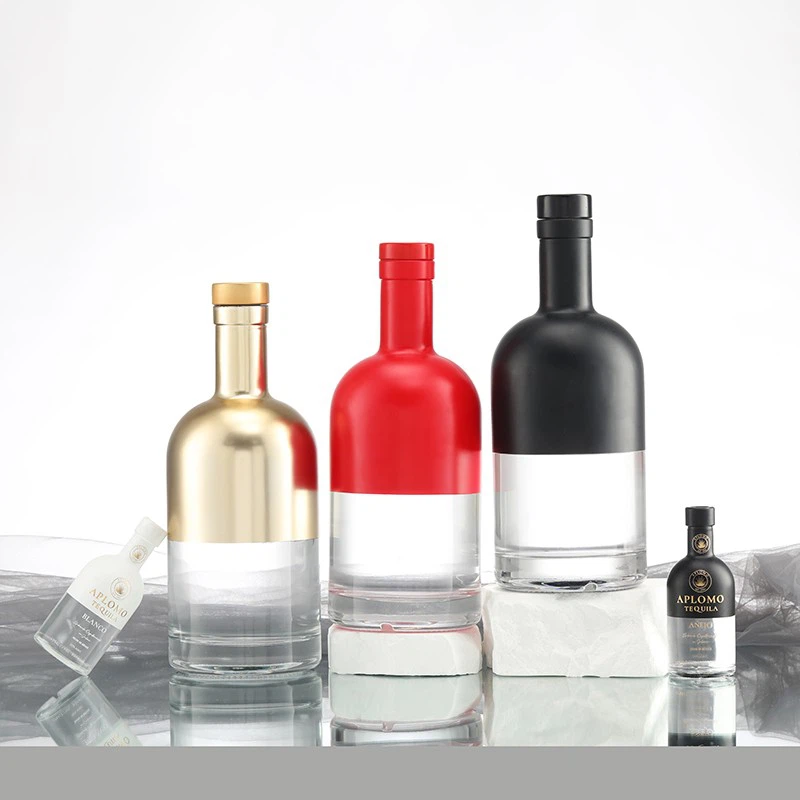 Exquisite Decal 750ml Round Glass Bottle With Cork